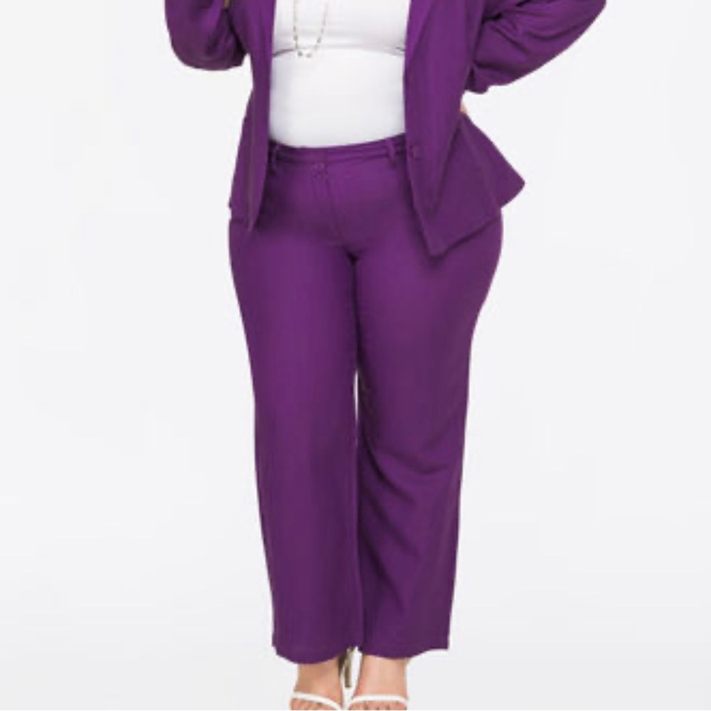 Ashley Stewart Women’s Plus Size Linen Wide Leg Purple Pant Size 20